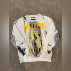 Moschino White and Black Crewneck with Yellow Logo